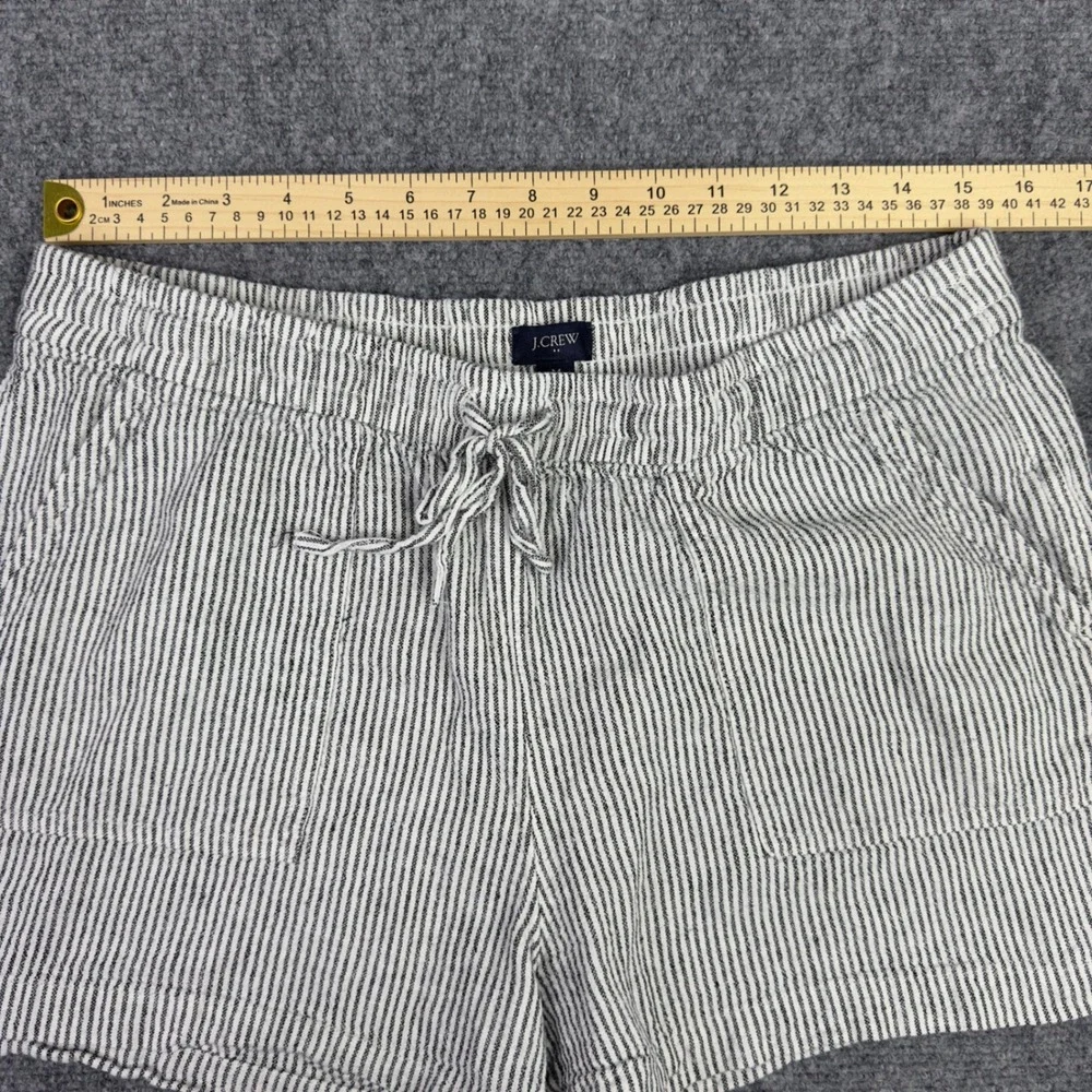 J.Crew Shorts M Black White Linen Blend Striped Coastal Minimalist Vacation Boho